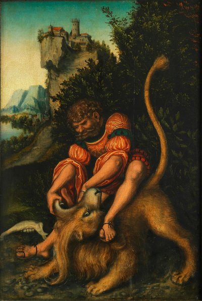 Samsons Kampf mit dem Löwen von Lucas Cranach the Elder